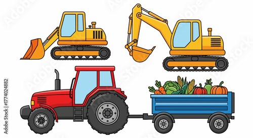 Vector25839 cartoon farm equipment