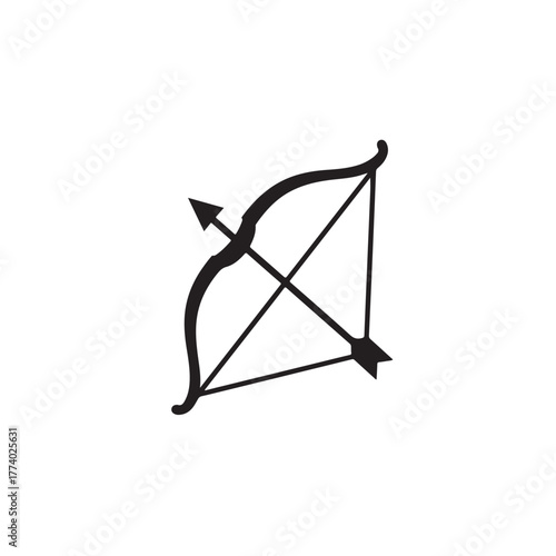 Bow and arrow traditional archery silhouette icon