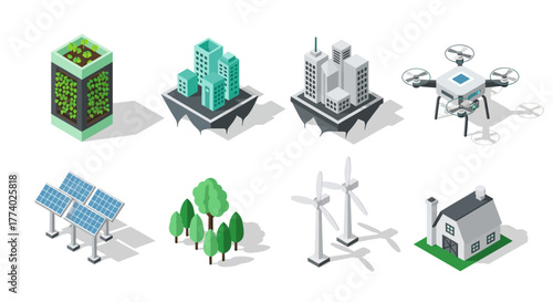 Vector25895 isometric sustainable technology