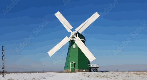 Vector25902 windmill landscape green