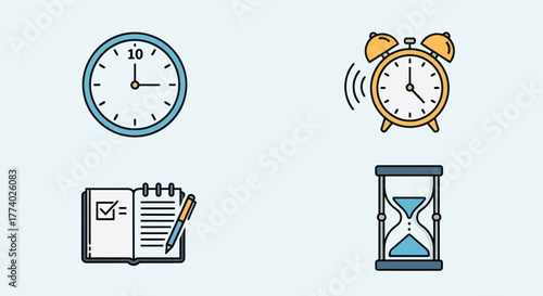 Simple Blue and White Clock Showing Ten OClock.