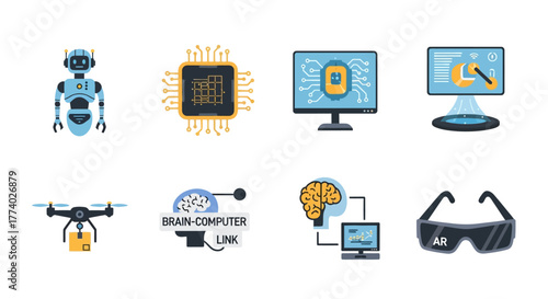 Vector25966 flat technology ai