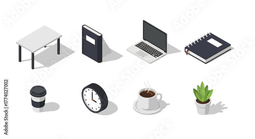 Vector25976 isometric office essentials