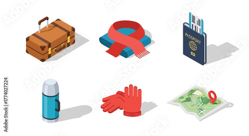 Vector25999 isometric luggage suitcase