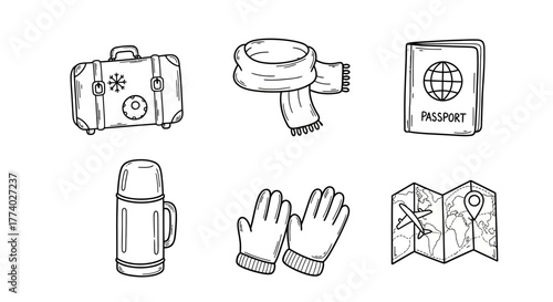 Vector26000 hand drawn line art travel