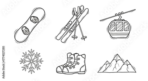 Vector26005 line winter sports