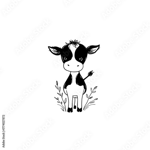 calve. calve simple black and white line art vector logo