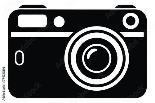 compact digital camera black and white silhouette 