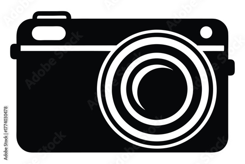 compact digital camera black and white silhouette 