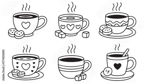 Minimal coffee and tea vector icons — perfect for cafes, menus, branding, and drink-themed artwork