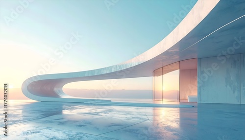 Modern Architecture Building in Morning Light, Contemporary Urban Design