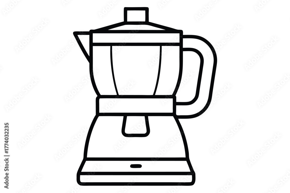 Obraz premium coffee maker black and white silhouette line art on white background