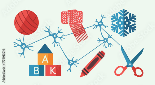 Neural connections and creative learning with playful winter elements