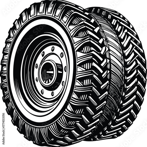 Stack of Off- Road Tires Illustration wheels off-road