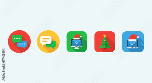 Festive communication icons in modern flat design