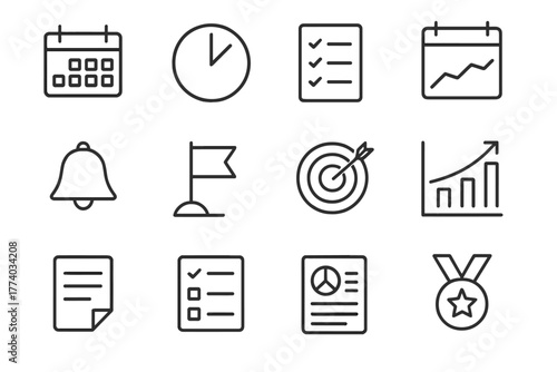 Modernism Icon Set. Modernism and its effect on contemporary art. Line outline icon set of Modernism and its