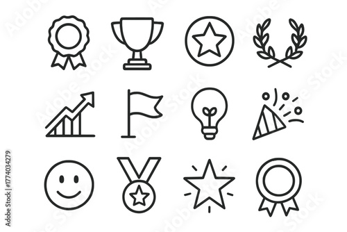 Fridge Icon Set. Peeking into the fridge. Line outline icon set of Peeking into the fridge: award ribbon,