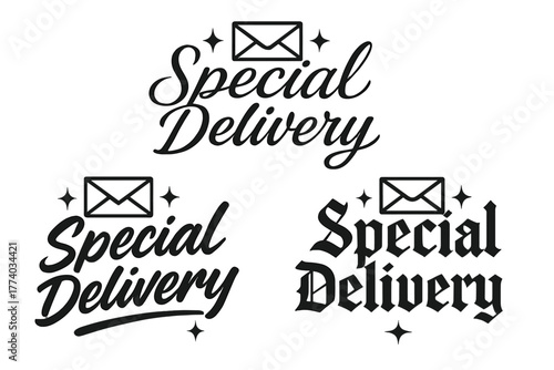 Special Delivery Calligraphy. Special Delivery. Create a calligraphy lettering illustration of the phrase:
