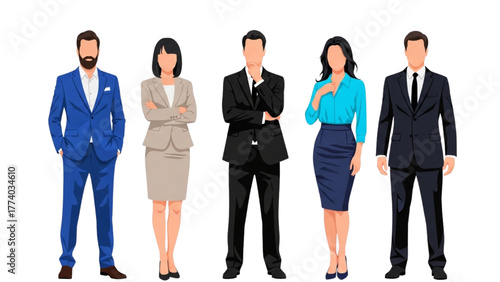 Diverse Business Team of Professionals Standing in Formal Attire