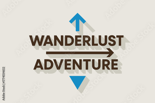 Geometric Travel Poster. Wanderlust Adventure. geometric sans-serif lettering, clean flat fills with long