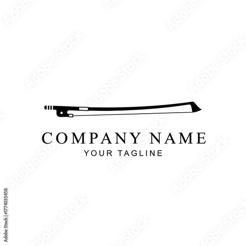 Elegant black and white logo featuring a violin bow, perfect for musical businesses.