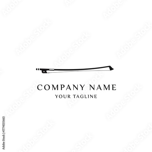 Minimalist logo design featuring a violin bow illustration.