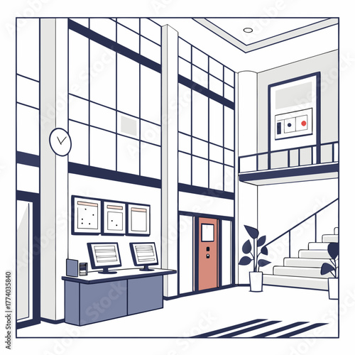 Office interior with staircase for business