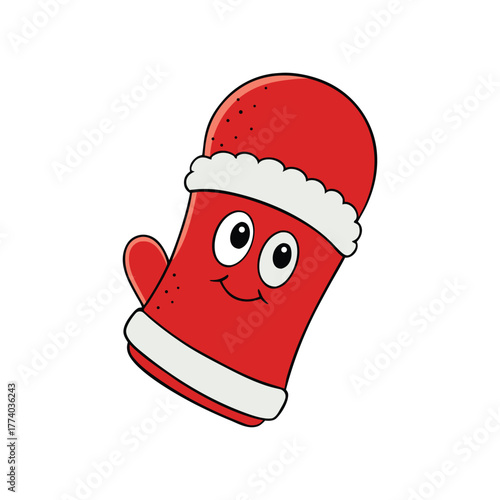 Christmas mitten cartoon-style vector art 
