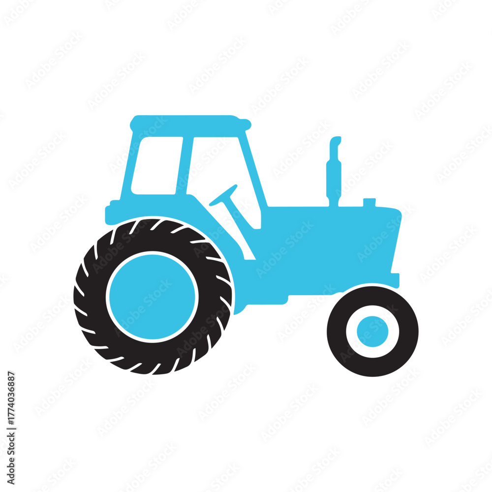 Obraz premium Tractor Icon for Agriculture and Farming Industry – Modern Farm Vehicle Illustration Perfect for Agricultural Equipment, Machinery Design, and Rural Farm Concept Graphics