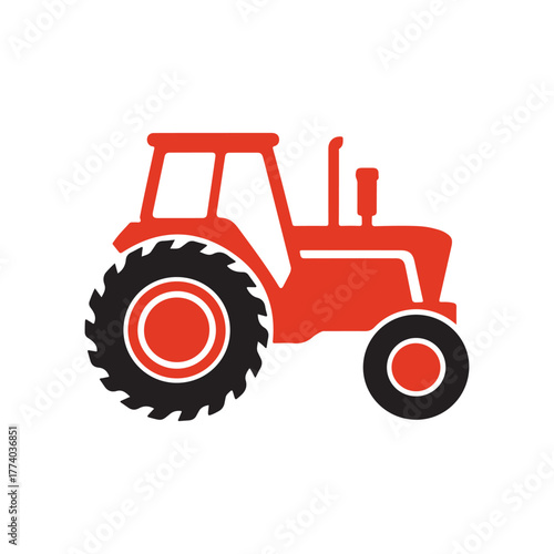 Tractor Icon for Agriculture and Farming Industry – Modern Farm Vehicle Illustration Perfect for Agricultural Equipment, Machinery Design, and Rural Farm Concept Graphics