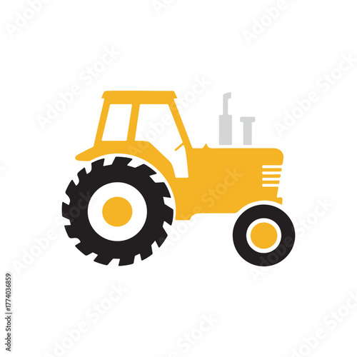 Tractor Icon for Agriculture and Farming Industry – Modern Farm Vehicle Illustration Perfect for Agricultural Equipment, Machinery Design, and Rural Farm Concept Graphics
