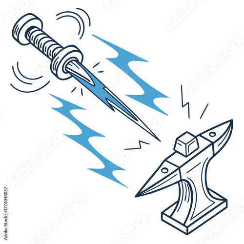 A sword is being forged on an anvil