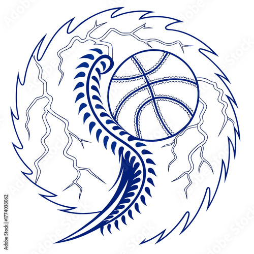 Basketball ball inside hurricane