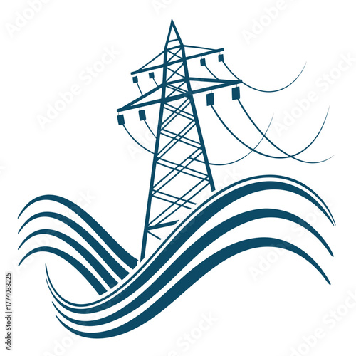 Electrical pylon with wave