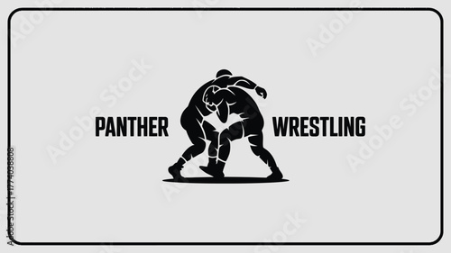 Dynamic panther wrestling logo design perfect for sports teams, martial arts, and fitness brands needing a strong, competitive identity