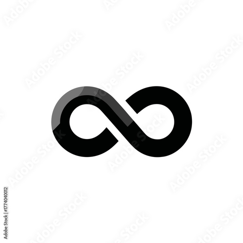 Stylized black infinity symbol with gradient highlight representing infinite possibilities and modern elegance