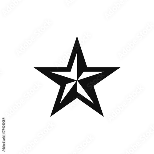 Geometric black star with sharp symmetry and layered facets representing excellence, energy, and precision