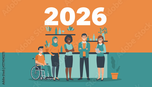 Diverse business team planning for 2026 inclusion equality and corporate future