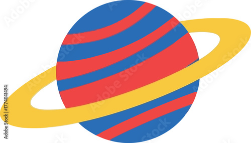 Colorful ringed planet illustration