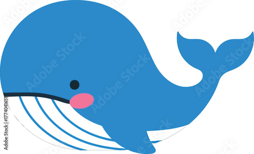 Cute blue whale cartoon illustration