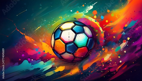 soccer background with colorful ball