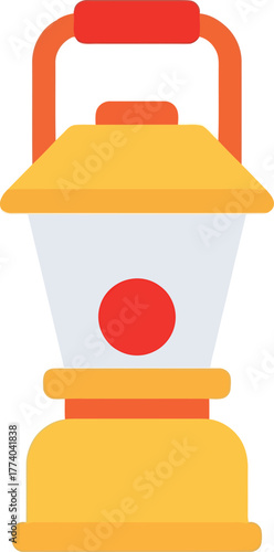 Retro camping lantern flat icon