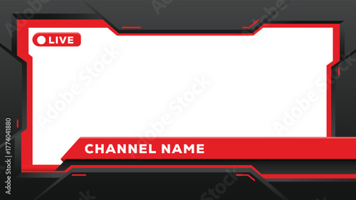 A red and black streaming overlay with a channel name banner