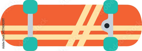 Retro skateboard orange stripes flat design