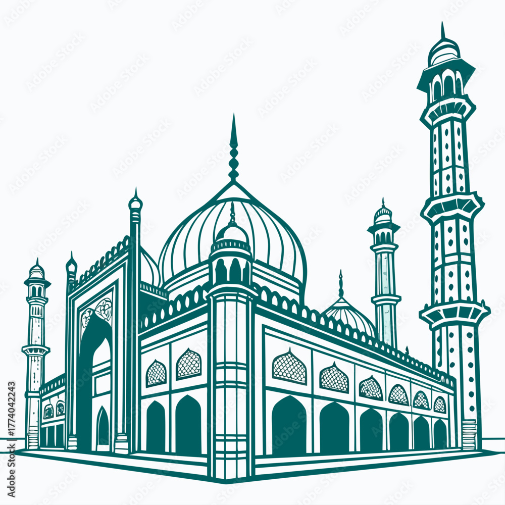 Fototapeta premium Detailed vector illustration of a mosque