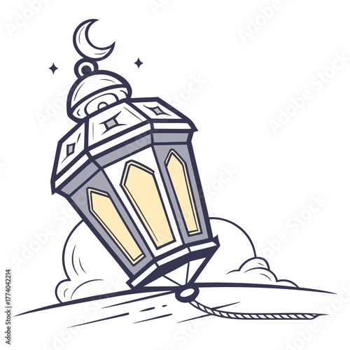 Ramadan lantern with moon