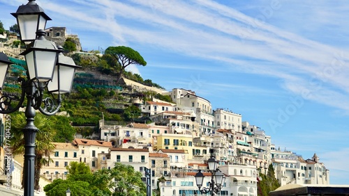 Fotografie The  mediterranean architecture in the hillside beach town of Amalfi on the Amal