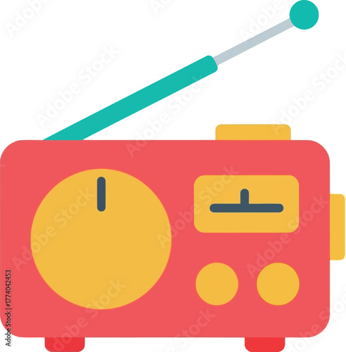Retro radio icon vintage music player vector