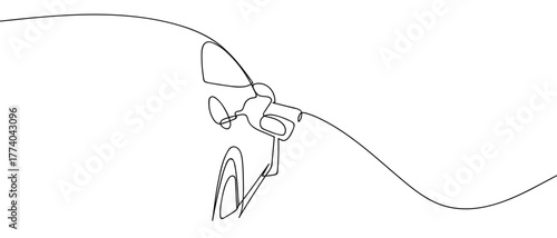 The car is refueling, one line continuously. in simple linear style Vector illustration in doodle style Editable stroke.
