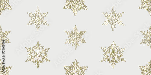 Snowflakes decorative drawn, seamless pattern, christmas paper, vector background, wallpaper, fabric, wrapper